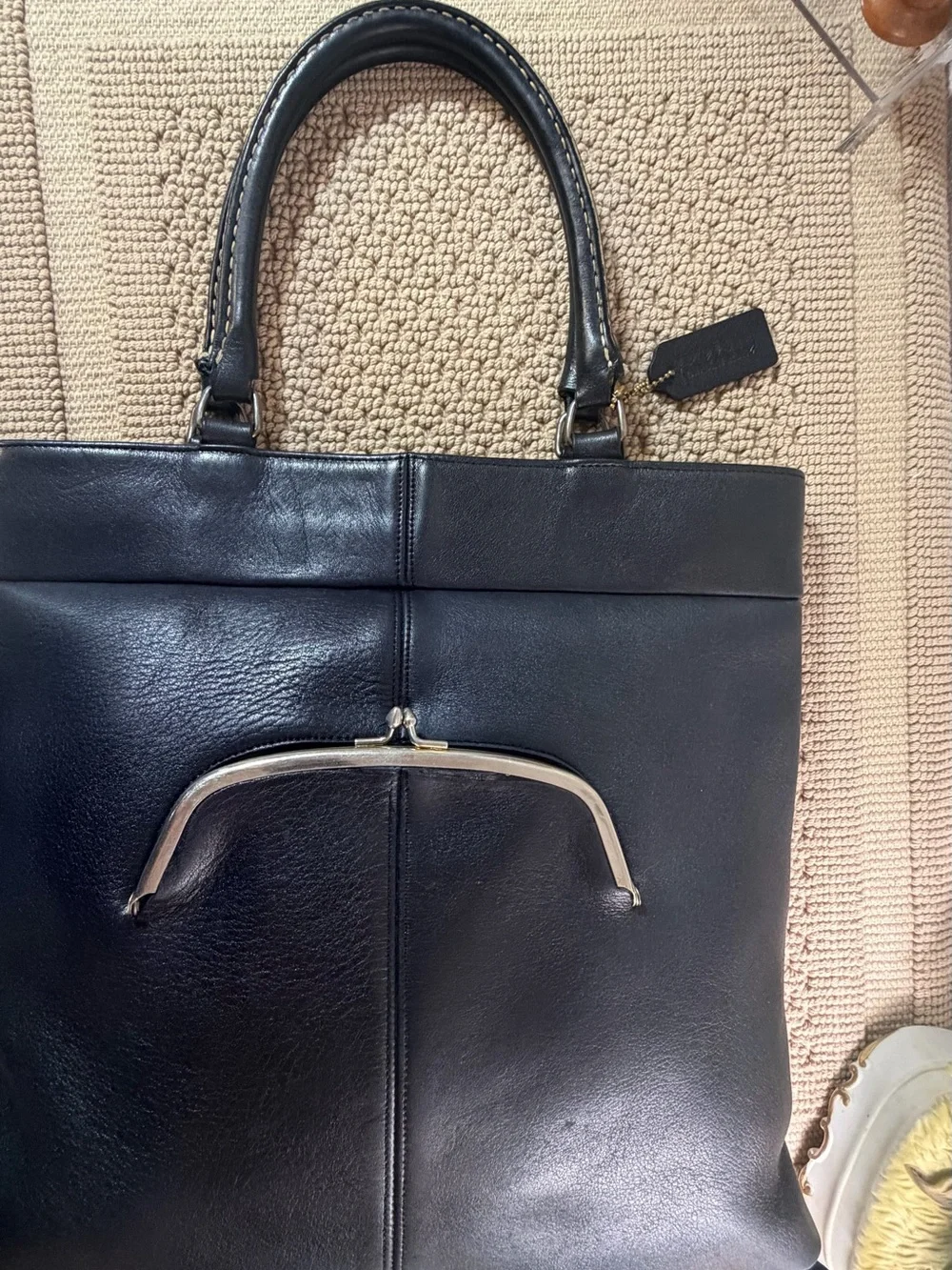 Rare Vintage 1970 Coach Bonnie Cashin Carry Skinny Tote Kiss Lock USA
